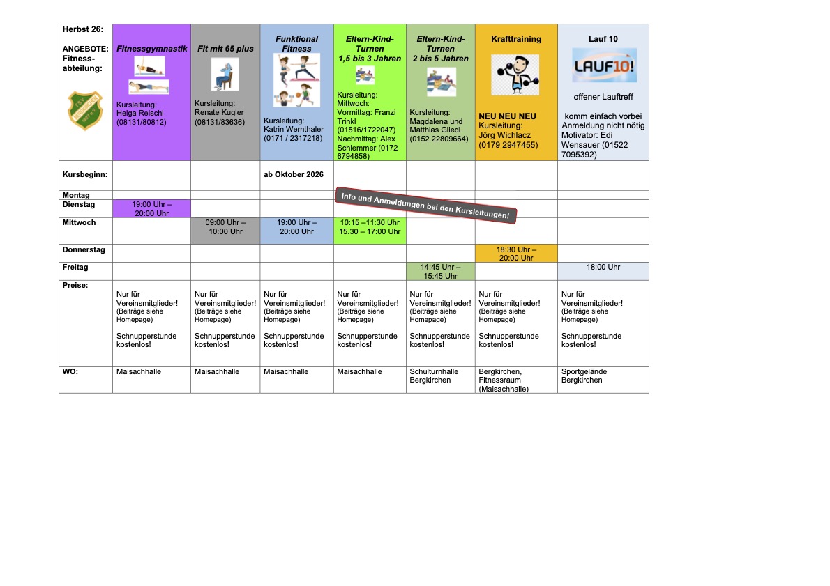 2026_Fitness Kursprogramm Herbst 2026